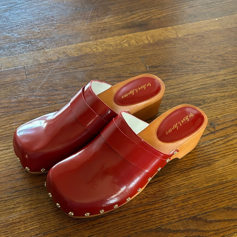 NWT/NIB for love and lemons • Red leather Adahlia clogs - Picture 3 of 7